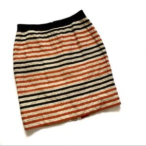 Bensoni striped 100% linen straight skirt